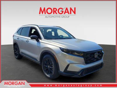 2026 Honda CR-V Hybrid Sport-L in Solar Silver Metallic — front three-quarter view