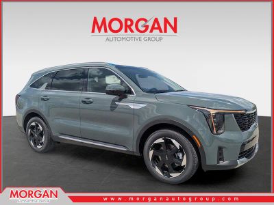 2026 Kia Sorento Hybrid EX in Cityscape Green — front three-quarter view