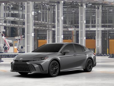 2026 Toyota Camry SE in Heavy Metal — front three-quarter view