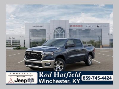 2026 RAM Ram 1500 RAM 1500 BIG HORN CREW CAB 4X4 5'7' BOX in Forged Blue Metallic Exterior Paint — front three-quarter view