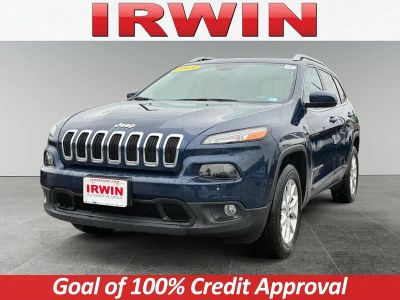 2018 Jeep Cherokee Latitude Plus in Patriot Blue Pearlcoat — front three-quarter view