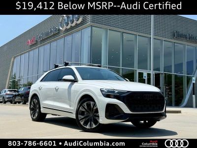 2025 Audi Q8 55 Premium Plus quattro in Carrara White — front three-quarter view