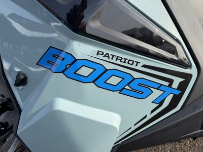 2026 Polaris Patriot Boost RMK Khaos 165 SC S26TGG8MS in Hemlock Blue / Black / Velocity Blue — front three-quarter view