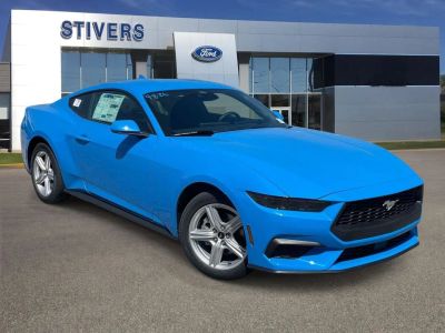 2026 Ford Mustang EcoBoost in Grabber Blue Metallic — front three-quarter view