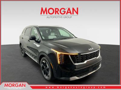 2026 Kia Sorento Hybrid EX in Aurora Black Pearl — front three-quarter view