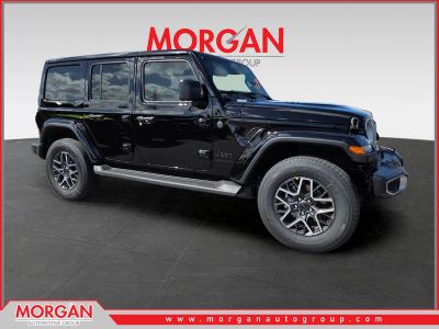 2026 Jeep Wrangler Sahara in Black — front three-quarter view