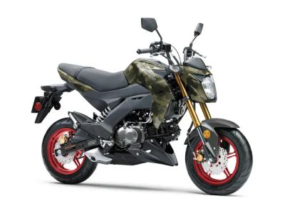 2026 Kawasaki Z125 PRO Cypher Camo Beige — front three-quarter view