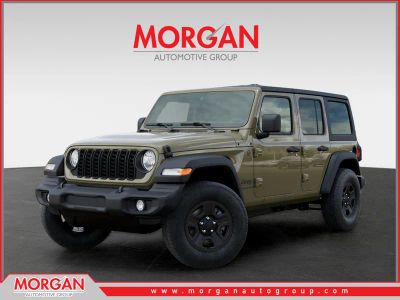 2026 Jeep Wrangler Sport in Green — front three-quarter view