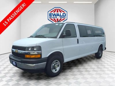 2024 Chevrolet Express 3500 LT Passenger in Summit White — front three-quarter view