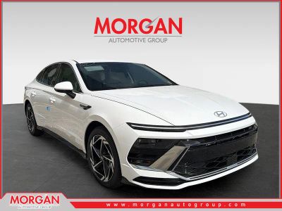 2026 Hyundai SONATA SEL Sport in Serenity White — front three-quarter view