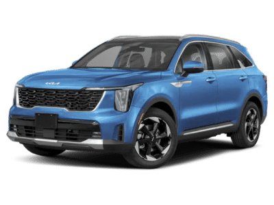 2026 Kia Sorento Hybrid EX in Blue — front three-quarter view