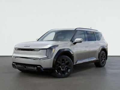 2026 Kia EV9 LAND in Ivory Silver — front three-quarter view