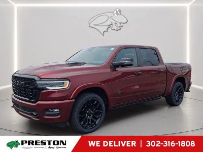 2025 RAM 1500 Limited in Delmonico Red Pearlcoat — front three-quarter view