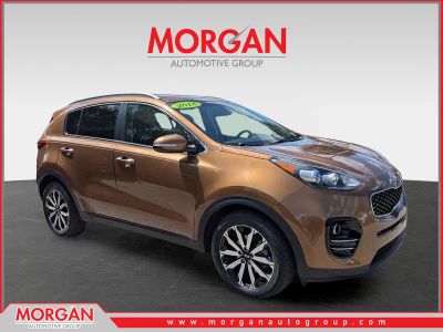 2018 Kia Sportage EX in Burnished Copper — front three-quarter view