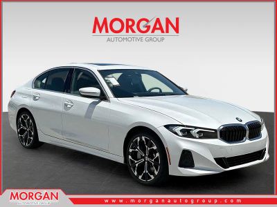 2025 BMW 3 Series 330i in Mineral White Metallic — front three-quarter view