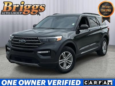 2023 Ford Explorer XLT in Forged Green Metallic — front three-quarter view