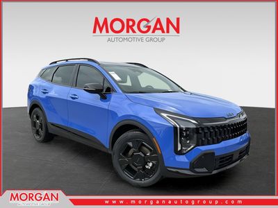2026 Kia Sportage X-Line in Nebular Blue — front three-quarter view