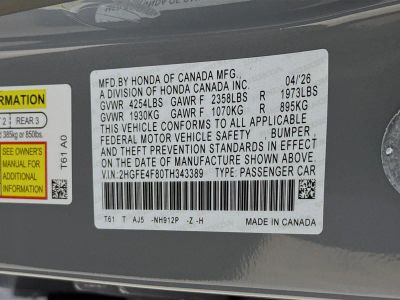 2026 Honda Civic Sedan Hybrid — photo 36 view