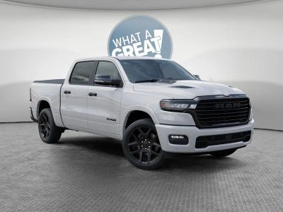 2026 RAM 1500 Laramie in Bright White Clear-Coat Exterior Paint — front three-quarter view
