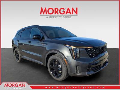 2026 Kia Sorento Hybrid X-Line SX Prestige in Interstellar Gray — front three-quarter view