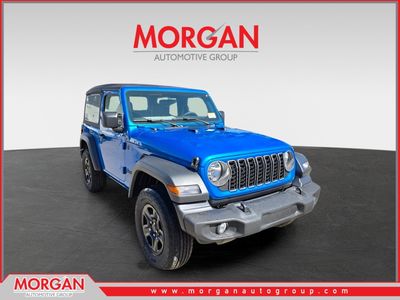 2026 Jeep Wrangler Sport in Hydro Blue Pearlcoat — front three-quarter view