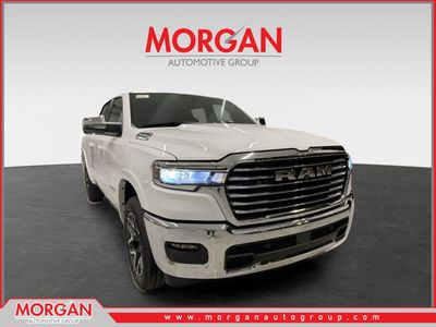 2026 Ram 1500 Laramie in Bright White Clearcoat — front three-quarter view