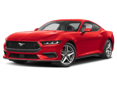 2025 Ford Mustang EcoBoost in Red — front three-quarter view