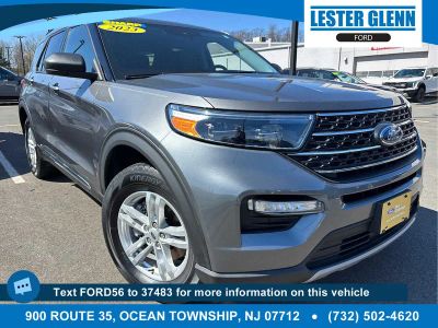 2023 Ford Explorer XLT in Carbonized Gray — front three-quarter view