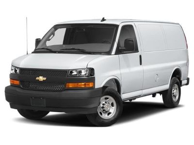 2023 Chevrolet Express Cargo Van in Summit White — front three-quarter view