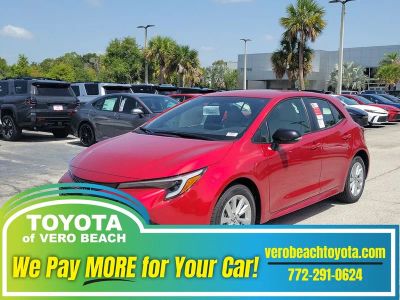 2026 Toyota Corolla Hatchback SE in Finish Line Red — front three-quarter view