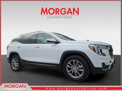 2024 GMC Terrain SLT in White — front three-quarter view