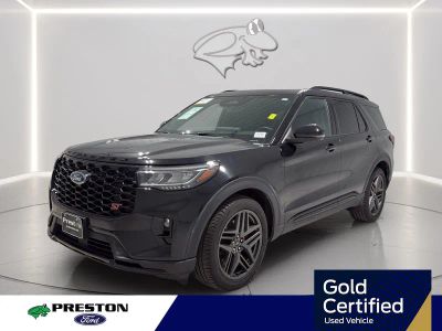 2025 Ford Explorer ST in Agate Black Metallic — front three-quarter view
