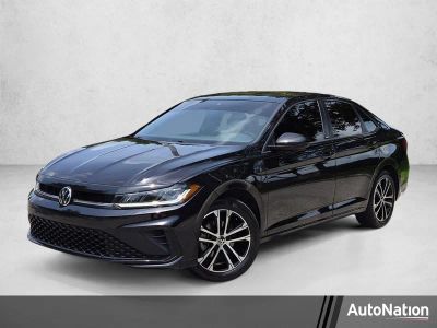 2025 Volkswagen Jetta Sport Auto in Deep Black Pearl — front three-quarter view