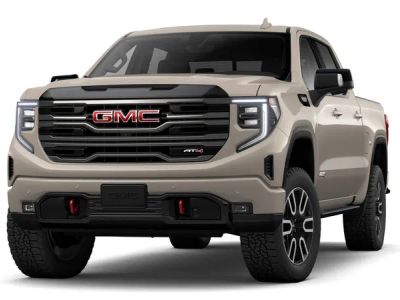 2026 GMC Sierra 1500 AT4 in Coastal Dune — front three-quarter view