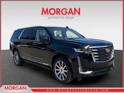 2021 Cadillac Escalade ESV Premium Luxury Platinum in Black Raven — front three-quarter view