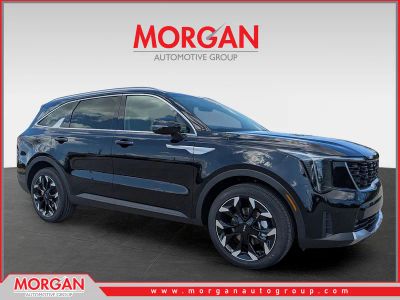 2026 Kia Sorento EX in Ebony Black — front three-quarter view