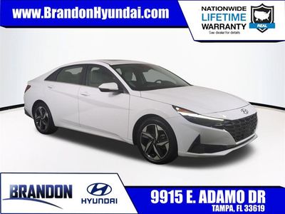 2023 Hyundai Elantra Hybrid Limited in White — front three-quarter view