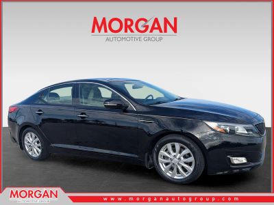2015 Kia Optima EX in Ebony Black — front three-quarter view