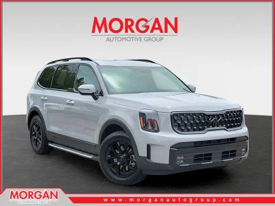 2025 Kia Telluride SX-Prestige X-Pro in Gray — front three-quarter view