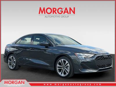 2026 Audi A3 Premium Plus in Manhattan Gray Metallic — front three-quarter view