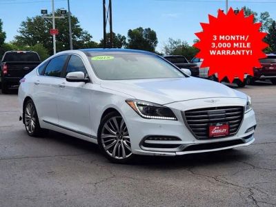 2018 Genesis G80 5.0L Ultimate in Casablanca White — front three-quarter view