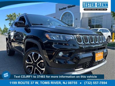 2023 Jeep Compass Limited in Diamond Black Crystal Pearlcoat — front three-quarter view