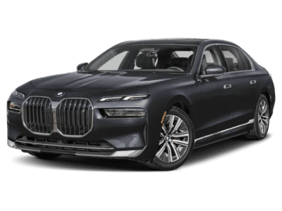 2026 BMW i7 eDrive50 in Black Sapphire Metallic — front three-quarter view