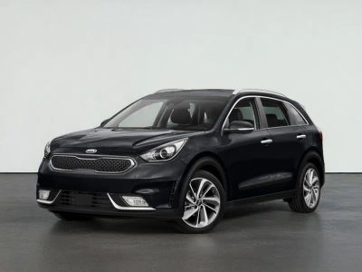 2017 Kia NIRO TOURING in Aurora Black Pearl — front three-quarter view
