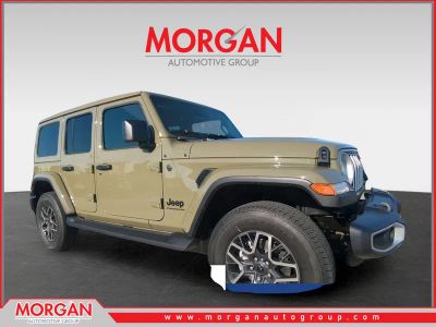 2026 Jeep Wrangler Sahara in Green — front three-quarter view