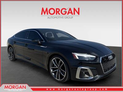 2023 Audi A5 Sportback S line Premium in Mythos Black Metallic — front three-quarter view
