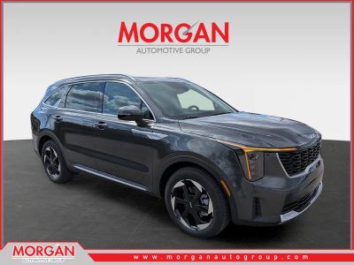 2026 Kia Sorento Hybrid EX in Interstellar Gray — front three-quarter view