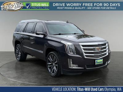 2018 Cadillac Escalade Platinum Edition in Gray — front three-quarter view