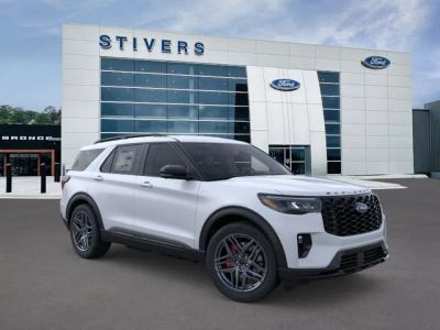 2026 Ford Explorer ST-Line in Space White Metallic — front three-quarter view