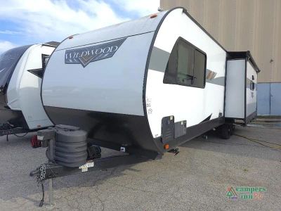 2024 Forest River RV Wildwood Platinum — rear three-quarter view